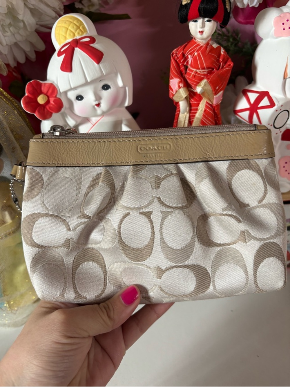 Vintage Coach Signature Pleated Wristlet